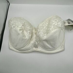 Vintage Carnival  Strapless Underwire Bra White Size 38DDD Low Plunge NWT Lace